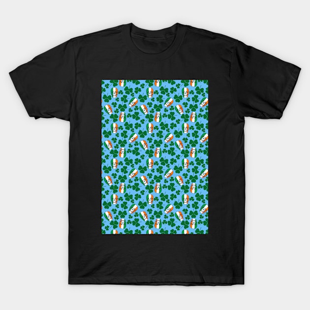 irish skulls and clovers blue T-Shirt by B0red